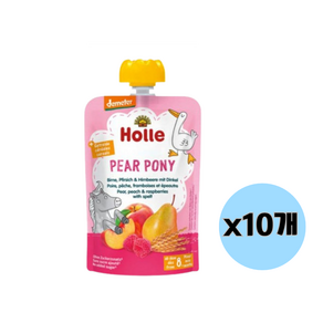 홀레 피어 포니 드링크 100g 8팩 8개월 이상 Holle baby food Quetschie pea pony pea peach & aspbe, 10개