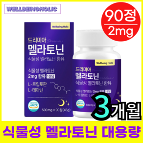 식물성 멜라토닌 2mg 함유 웰빙홀릭 HACCP 식약청인증, 1개, 90정