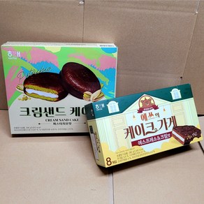 해태 크림샌드케이크 피스타치오맛 +예쓰의케이크가게 에스프레소앤크림맛 /간식 과자케이크2종, 1개, 616g