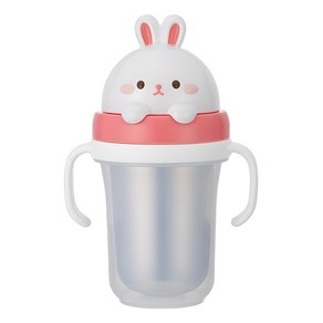 에디슨 프렌즈 흘림방지 이중 스텐 빨대컵2 300ml, 1개, 흰토끼