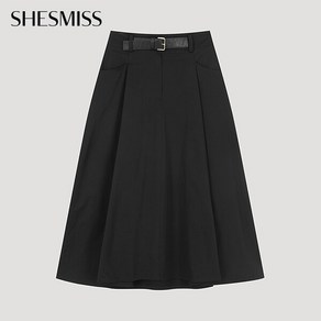 [쉬즈미스(SHESMISS)] [쉬즈미스] 벨트 백 밴딩 플레어 스커트_SWWSKO32030_BK