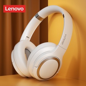 Lenovo TH40 스테레오 무선 헤드폰 블루투스 이어폰 HIFI 음질 이어 버드 스마트 소음 차단 헤드셋, White, White