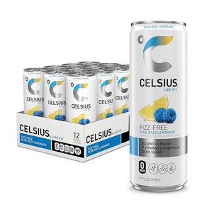 CELSIUS 스파클링 스트로베리 레모네이드 성 에센셜 에너지 드링크 350ml12온스 12팩 139257, Fizz Fee Blue Razz 레모네이드, 350ml, 12개