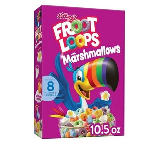 [미국 직배송]켈로그 프룻룹스 마시멜로 시리얼 Kellogg's Foot Loops Beakfast Ceeal with Mashmallows, 1개, 297g