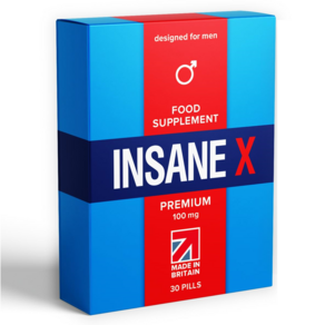 PSEntepises <영국> INSANE X Pemium 100mg 울트라 블루 남성 빠르게 작용하는 남성 강화 파워 더 단단하고 더 강하고 더 오래 강력한 허브 보충제, 1개, 30정