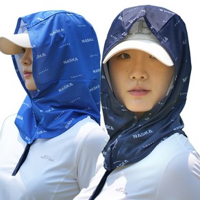 국산 1+1 NSK 후드형 햇빛가리개 얼굴 햇볕가리개, 네이비+화이트, 1세트