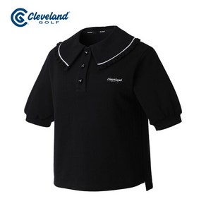 [클리브랜드 골프] 클리브랜드 면소재 와이드프릴카라넥 여성 반팔티셔츠/골프웨어_CGWTS224000BK