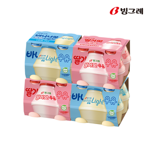 빙그레 바나나맛우유 딸기맛우유 바나나라이트 240ml X 16개입, 딸기맛우유 8개입+바나나라이트 8개입, 16개