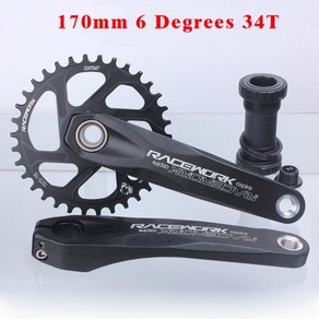 RACEWORK-GXP 크랭크셋 Mtb 모노플레이트 크랭크 암 자전거 통합 캔들 Pe 1 크라운 산악 Hollowtech 연결로드, 170mm 6 Degees 34T, 1개