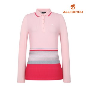 [올포유] 여성 스트라이프 골지 카라 티셔츠 AWTPM2281-403
