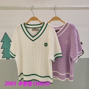 오후 부평점 멋스럽고 깔끔 분위기~레이온 블랜딩 시원한 썸머 케이블 반팔 브이넥 스웨터