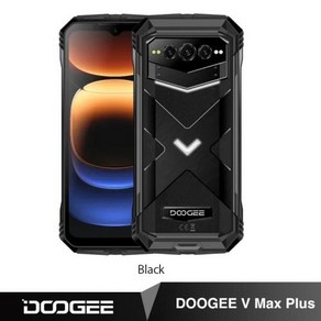 DOOGEE V Max Plus 견고한 휴대폰 22000mAh 36GB(16 + 20) 512GB 200MP 카메라 휴대폰 6.58 인치 120, 01 Black