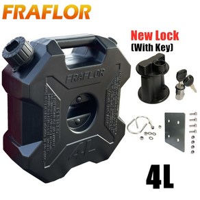 FRAFLOR 캠핑 휴대용 제리캔 오일 탱크 4L, 4L검은색연료탱크+잠그다+스테인리스강판, 1개