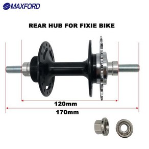 MAXFORD Fixie 자전거 허브 32 홀 알루미늄 고정 기어 트랙 밀폐형 베어링 프리휠 사이클링 부품, 02 Rea hub black, 1개