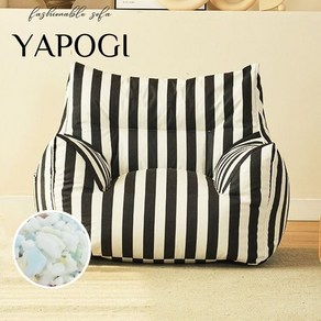 YAPOGI 베란다 1인 소파 2인용 소파 캐시미어 백 스트라이프 소파, 1인용, 블랙