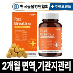 펫생각 리얼 브레스 반려견 강아지 기관지 영양제 협착증 기침 면역력 호흡기 켁켁거림 거위소리 120g, 1개, 호흡기/기관지