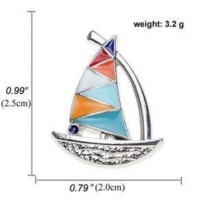 해군 배지 열대어 금속 브로치 요트 등대 방향키 옷깃 핀 선물