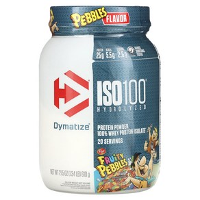 Dymatize ISO100 가수분해 100% 분리유청단백질 과일 페블 610g(1.34lbs), 610g, 1개