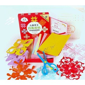 중국 전지 공예 60장 꾸미기 중국 놀이 문화수업 교구, 1개, 2. 네모서리 패턴 (96 장)