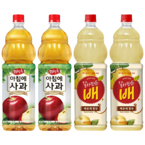 [한번에먹자] 대용량 과즙음료1.5L 2종 혼합세트 ( 과일촌 아침에사과 + 갈아만든배 ) 사무실음료 음료수세트 탕비실 식자재 음료수골라담기 업소용음료수