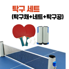 두스비 가정용 탁구세트 초간편 원터치 탁구네트+탁구채2P+탁구공3P 탁구 세트, 1개