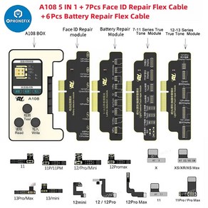 A108 프로그래머 새로운 방법 수리 페이스 ID 도트 프로젝터 납땜 없이 아이폰 8 To14 배터리 화면 트루 톤 페이스 ID 수정, 1개, 18.X-12PM Dot IC