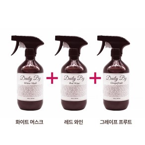 1+1+1 15 900원 룸스프레이 실내방향제 실내탈취제 섬유향수 화이트머스크 레드와인 그레이프프루츠 3개 480ml, 화이트머스크,레드와인,그레이프프루츠