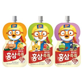 팔도 뽀로로 홍삼쏙쏙 간편파우치 음료 3종 (사과 포도 오렌지) 100ml x 40개 혼합구성, 1세트, 사과+오렌지+포도