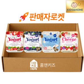 [홈앤키즈] 사르르쏙 요거트 4종 혼합, 1세트, 80g, 딸기+블루베리+플레인+치즈딸기