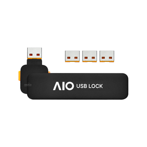 AIO USB LOCK 키 USB 포트락 잠금장치 데이터 유출 방지 스윙형 포트막이 4개 포함, 파랑, 1개