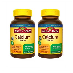 Natue Made Calcium with Vitamin D3 네이처 메이드 칼슘 비타민D3 함유 500mg 130정 2팩, 2개