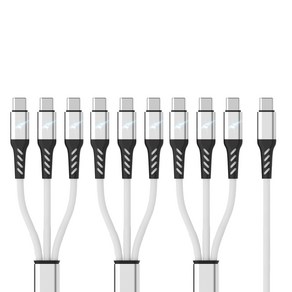 아이엠듀 멀티 3in1 C to C타입 고속충전 케이블 LED 플렉시블, 3개, 화이트, 70cm