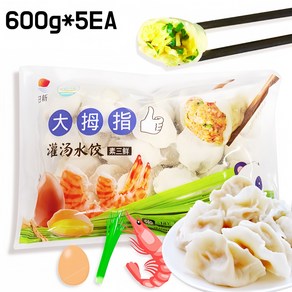 <중화국제>중국식품 삼선 만두 (부추계란새우) 물만두, 600g, 5개