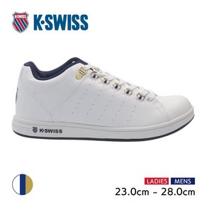 K-SWISS 스니커즈 남녀공용 로우 WHITE×NAVY×GOLD KS100 출근 통학용