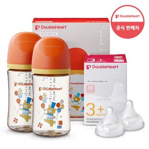 더블하트 모유실감 3세대 PPSU 디어프렌즈 트윈팩 240ml+젖꼭지(2입)