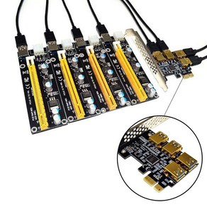 새로운 4 포트 PCIe 라이저 어댑터 보드 PCI-e 1X-4 USB 3.0 개I-e Rabbet GPU 라이저 확장기 Etheeum ETH / Moneo XMR /, 하나, 검정