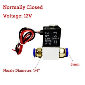 웨이 핫 밸브 가스 DC 공기 12V 2 810mm 물 14 24V 인치 폐쇄 상시 퀵 작동 솔레노이드 밸브 커넥터 직접 공압, 1개, 3) 12V-8mm