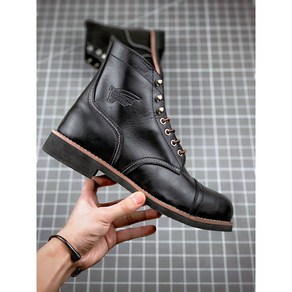 Red Wing 레드윙 내마모성 충격 흡수 미끄럼 방지 패션 트렌드 빈티지 영륜 쇼트 부츠 남성 블랙