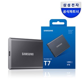 삼성전자 삼성 공식인증 포터블 외장SSD T7 4TB (정품) MU-PC4T0T/WW, 타이탄 그레이