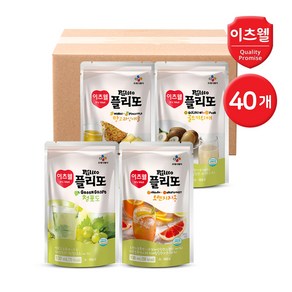 [KT알파쇼핑]CJ 플리또 과일주스 파우치 130ml 40개 / 골드키위배 오렌지자몽 망고 청포도