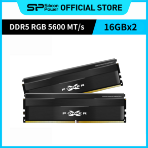 실리콘파워 Silicon Powe RGB DDR5-5600 16GB*2 CL40 PC5-44800 데스크탑 메모리 램, 블랙