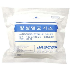 [JASCOR] 멸균거즈 10cmX10cm - 8겹 25매, 25매입, 1개