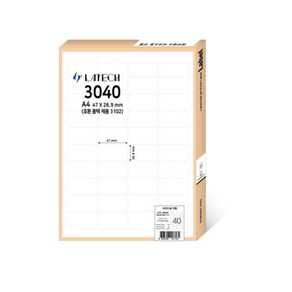 LATECH LTP 3040 라벨지 40칸 폼텍 LS 3102 호환 레이테크 바코드용 A4 100매