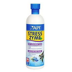 API STRESS ZYME Feshwate and Saltwate Aquaium Cleaning API STRESS ZYME 민물 및 바닷물 수족관 청소 용액 16온스, 1개