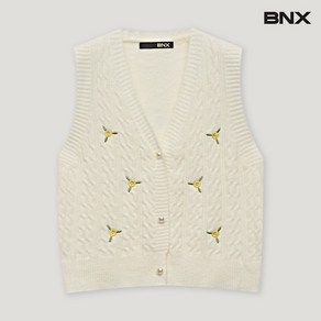 BNX 플라워 자수 데일리 브이넥 니트 베스트 BW3VT006L0