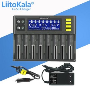 건전지충전기 충전건전지 AA건전지 LiitoKala LCD 배터리 리튬 이온 LiFePO4 9V 21700 20700 26650 18350 18650 RCR123 18700, Lii-S8 and ca, EU, 1개