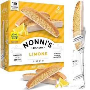 Nonni's Limone Biscotti 이탈리아 쿠키 - 레몬 비스코티 개별 포장 화이트 아이싱 포함 천연 성분 코셔 195g(6.7온스), Nonni's Limone Biscotti 이탈리아 쿠, 1개