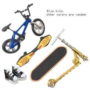 조카 선물 핑거 보드 조립 램프 두 바퀴 미니 스쿠터 bmx 손가락 바이크 오토바이 스케이트 지판 세트 끝 자전거 소년 장난감, [08] DHH-4Blue-Shoes, 1개