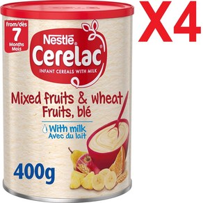 [영국발송] 400G 4통 네슬레 세레락 쎄레락 이유식 믹스 후르츠 앤 위트 7개월 이상 Nestle CERELAC with Mixed Fuit and wheat, 4개