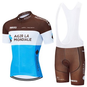 2023 새로운 자전거 팀 의류 AG2R LA CITROEN MONDIALE 사이클링 저지 세트 남성용 반팔 빠른 건조 경량 셔츠 자전거 키트